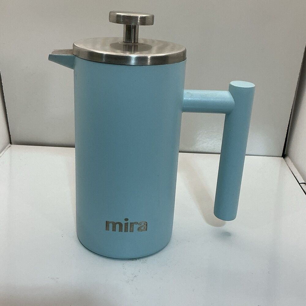 MIRA 12 Oz French Press Coffee Maker Blue Stainless Steel Double Wall Insulated